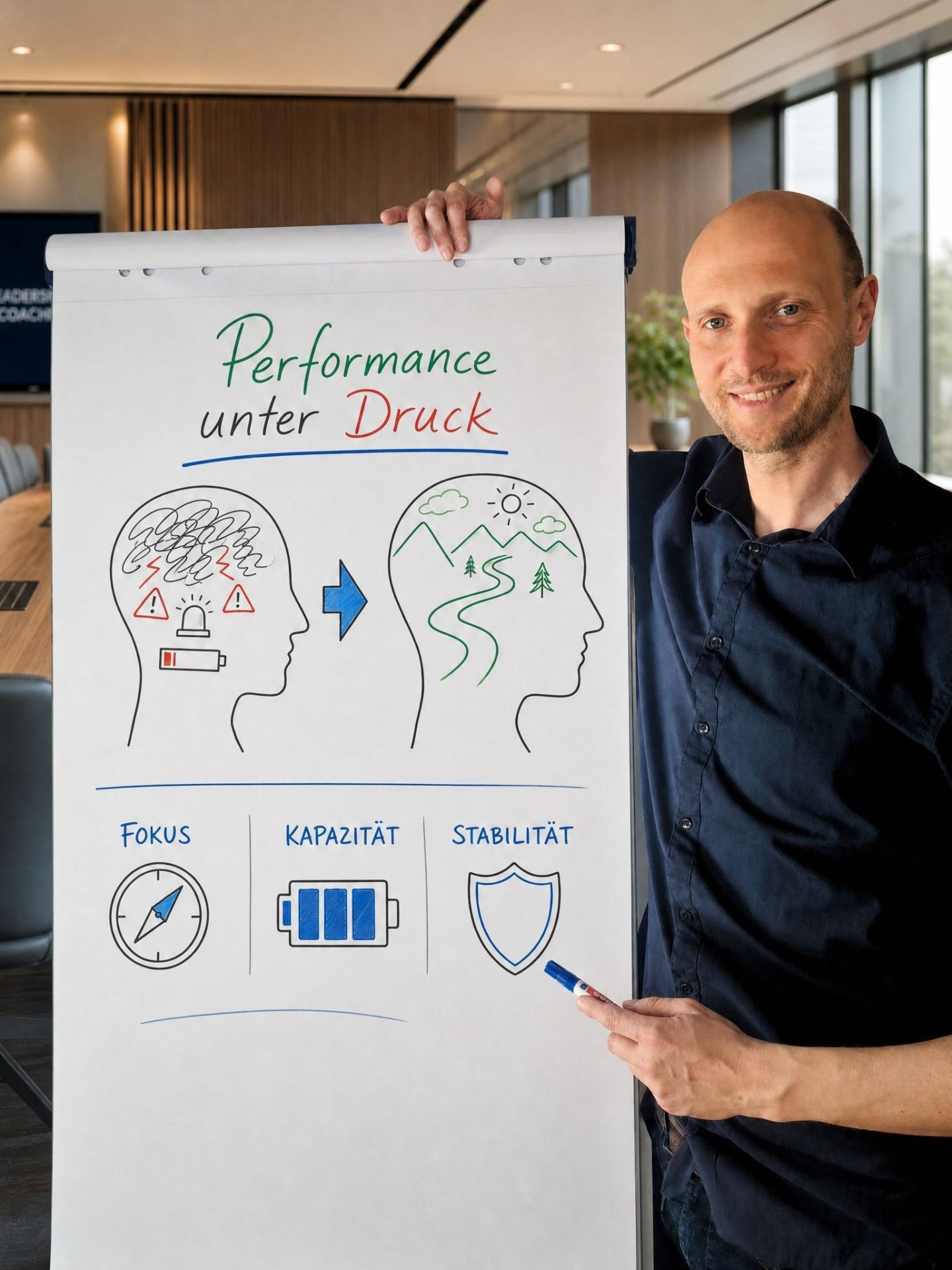 Simon Holl mit Flipchart – Performance unter Druck
